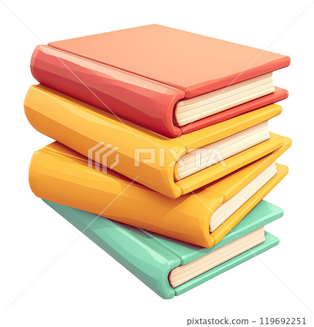 3D stack of books on transparent background. AI-generated item 3D stack of books on transparent background. AI-generated item 119692251