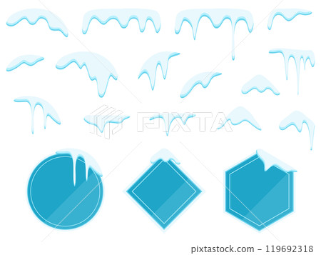 Set of fallen snow and frames - Blue 119692318