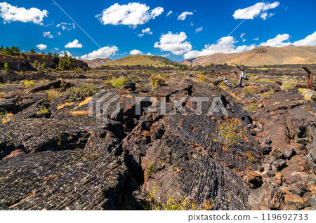 Volcanic landscape of Craters of the Moon National Monument and Preserve in Idaho, United States Volcanic landscape of Craters of the Moon National Monument and Preserve in Idaho, United States 119692733