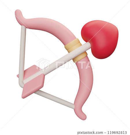 heart shape arrow and bow 3D graphic heart shape arrow and bow 3D graphic 119692813