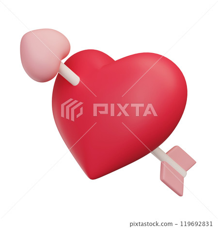 arrow piercing the heart 3D graphic 119692831