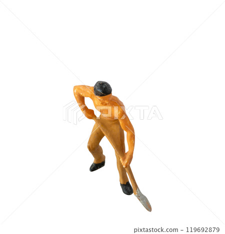 Miniature construction worker isolate on white background with clipping path Miniature construction worker isolate on white background with clipping path 119692879