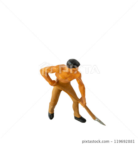 Miniature construction worker isolate on white background with clipping path Miniature construction worker isolate on white background with clipping path 119692881