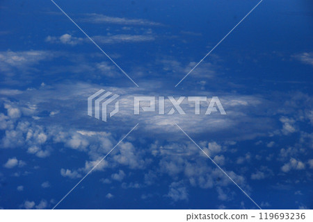 Blue sky fluffy white clouds on summer season bright clear skyline with beautiful cloudscape. Panorama blue sky clouds pattern on daylight with copy space. Cumulus cloudscape air climate sunny day Blue sky fluffy white clouds on summer season bright clear skyline with beautiful cloudscape. Panorama blue sky clouds pattern on daylight with copy space. Cumulus cloudscape air climate sunny day 119693236