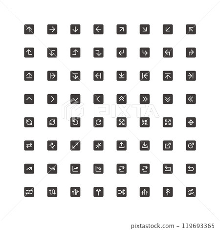 簡單的箭頭黑色按鈕圖示集 簡單的箭頭黑色按鈕圖示集 119693365