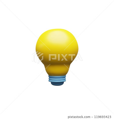 3d simple light bulb. Yellow. 3d simple light bulb. Yellow. 119693423