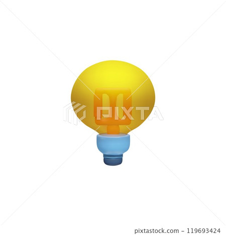 Yellow light bulb 3D cartoon plastic style vector icon, render electric energy, LED lightning, illumination, bright idea Yellow light bulb 3D cartoon plastic style vector icon, render electric energy, LED lightning, illumination, bright idea 119693424