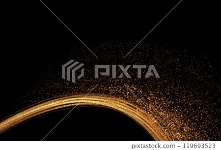 Modern luxury background with golden brush stroke. Abstract golden wave line on black background 119693523