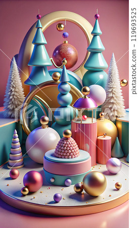 3d rendering of dynamic christmas. Generative AI 3d rendering of dynamic christmas. Generative AI 119693525
