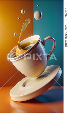 3d rendering of dynamic coffee. Generative AI 119693528