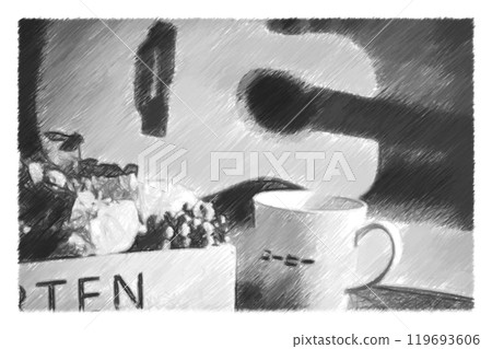 客廳裡的咖啡和吉他 客廳裡的咖啡和吉他 119693606