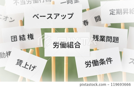 工會社會問題談判要求勞動環境加班問題工會標語牌 119693666