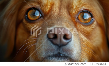 A close-up portrait of a dog, conveying his unique personality and beauty 119693681