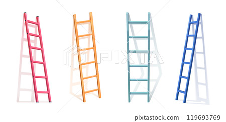 3d metal ladder isolated vector. Realistic stair 119693769