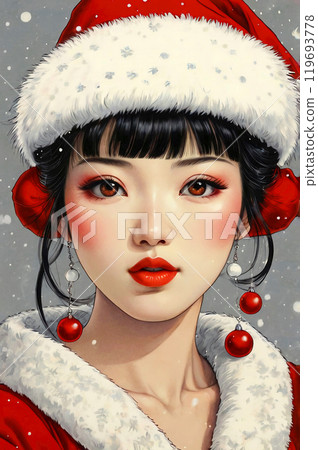 A woman in Santa Claus's clothes 119693778
