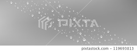 Water droplets on gray glossy surface. Water droplets on gray glossy surface. 119693813
