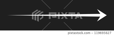 Straight Long Arrow. Horizontal pointer to the right. Navigation element. Vector illustration isolated on black background. White simple symbol for measuring Straight Long Arrow. Horizontal pointer to the right. Navigation element. Vector illustration isolated on black background. White simple symbol for measuring 119693827