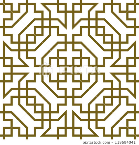 Seamless arabic geometric ornament in brown color. 119694041