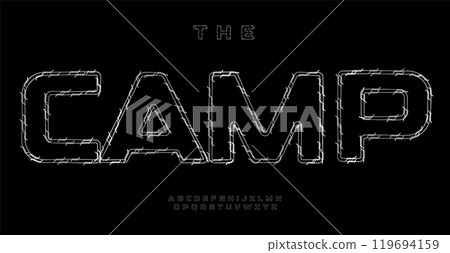 Barbed wire typography, rugged letters, edgy... - Stock Illustration ...