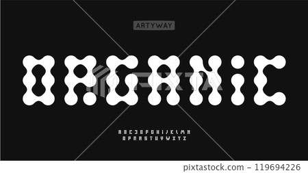 Fluid dots font, letters with smooth connected circles, smooth organic tech style alphabet. Soft rounded typographic design. Creative typography. Vector typeset. Fluid dots font, letters with smooth connected circles, smooth organic tech style alphabet. Soft rounded typographic design. Creative typography. Vector typeset. 119694226