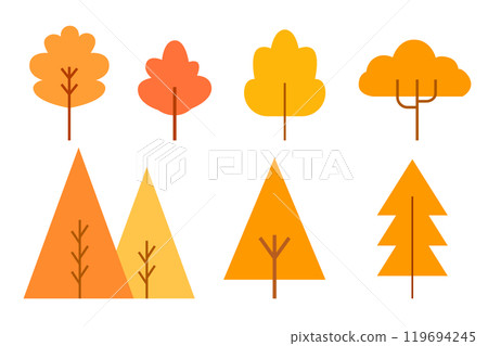 Various autumn tree and foliage. Seasonal and holiday for icon element and illustration 119694245