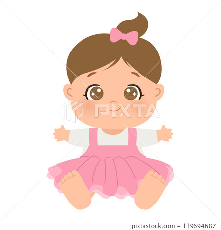 Cute baby girl sit pose 119694687