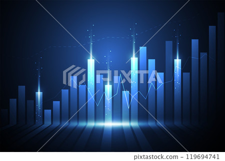 Business candle stick graph chart of stock market investment trading on white background design. Bullish point, Trend of graph. Vector illustration 119694741