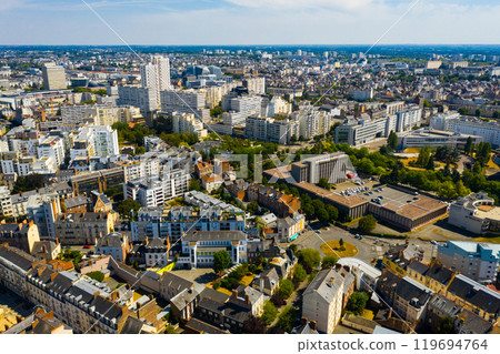 Rennes city with modern apartment buildings , Brittany region, France 119694764