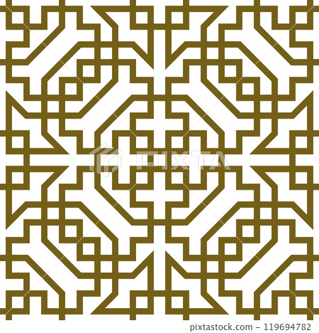 Seamless arabic geometric ornament in brown color. Seamless arabic geometric ornament in brown color. 119694782