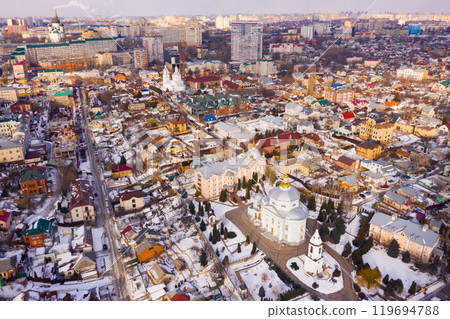 Aerial view of Voronezh historic district with Alekseev-Akatov Monastery Aerial view of Voronezh historic district with Alekseev-Akatov Monastery 119694788