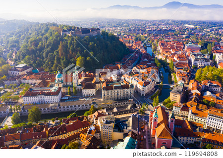 Aerial view of Ljubljana city, Slovenia 119694808