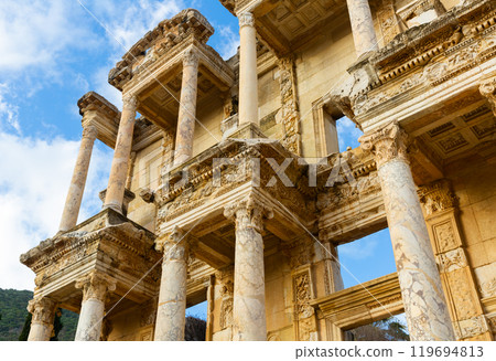 Architectural details of Celsus Library facade in Ephesus, Turkey Architectural details of Celsus Library facade in Ephesus, Turkey 119694813