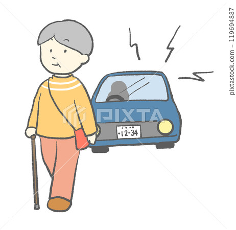 老年焦慮：聽力喪失，無法注意到汽車 119694887