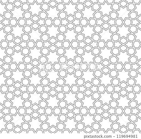 Seamless arabic geometric ornament in black color. 119694981