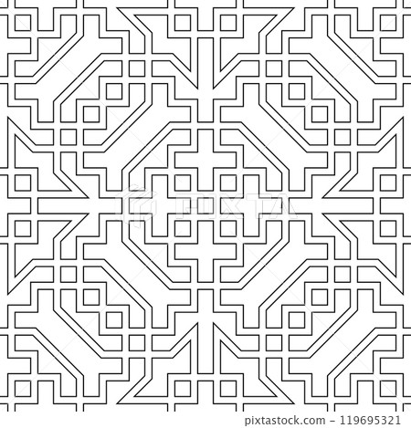 Seamless arabic geometric ornament in black color. 119695321
