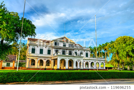 Presidential Palace of Suriname in Historic City of Paramaribo, UNESCO world heritage in South America Presidential Palace of Suriname in Historic City of Paramaribo, UNESCO world heritage in South America 119696255