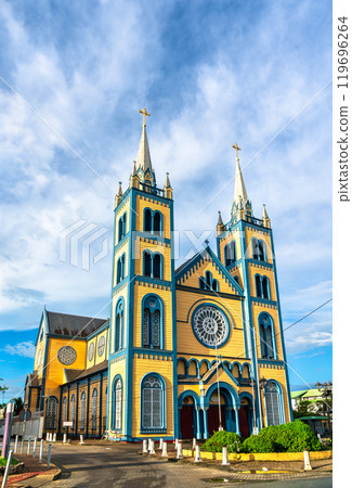 Saint Peter and Paul Cathedral, a wooden Roman Catholic cathedral at the Historic Inner City of Paramaribo, UNESCO World Heritage in Suriname, South America 119696264