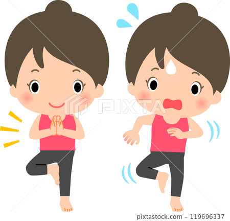 Women who can stand on one leg and women who can't 119696337