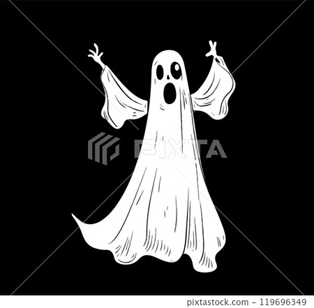 Terrifying Halloween Ghost. Vector illustration 119696349