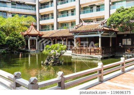 Building exterior of the Wu Family Garden (Former Tainan Assembly Hall) in Tainan, Taiwan. It was a classical flower garden built in a Chinese style. 119696375