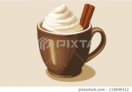Coffee Cup with Cinnamon Stick. Vector illustration 119696412