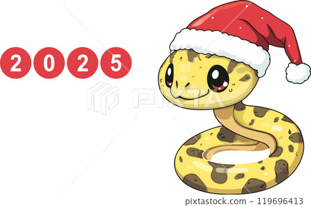 snake in Santa hat with 2025. Vector illustration 119696413