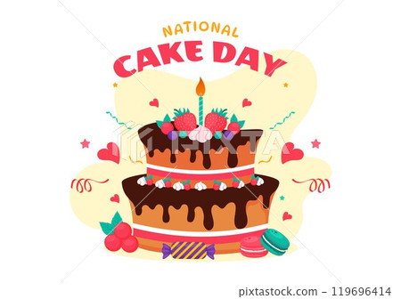 National Cake Day Vector Illustration Celebrating the Holiday on November 26, featuring a Variety of Delicious Sweet Breads and Cakes in a Background 119696414