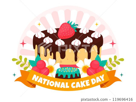 National Cake Day Vector Illustration Celebrating the Holiday on November 26, featuring a Variety of Delicious Sweet Breads and Cakes in a Background 119696416