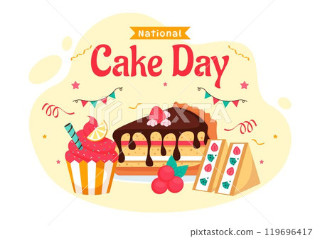 National Cake Day Vector Illustration Celebrating the Holiday on November 26, featuring a Variety of Delicious Sweet Breads and Cakes in a Background 119696417