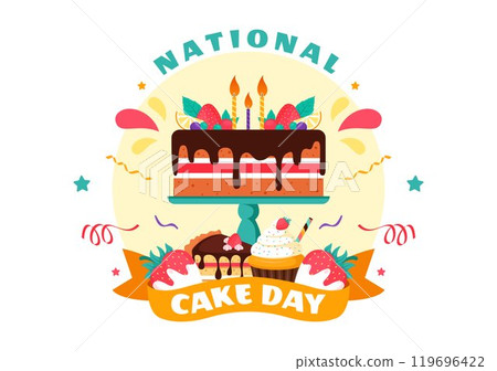National Cake Day Vector Illustration Celebrating the Holiday on November 26, featuring a Variety of Delicious Sweet Breads and Cakes in a Background 119696422