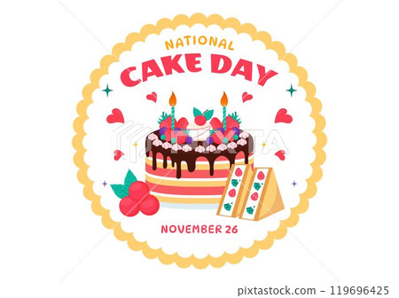 National Cake Day Vector Illustration Celebrating the Holiday on November 26, featuring a Variety of Delicious Sweet Breads and Cakes in a Background National Cake Day Vector Illustration Celebrating the Holiday on November 26, featuring a Variety of Delicious Sweet Breads and Cakes in a Background 119696425