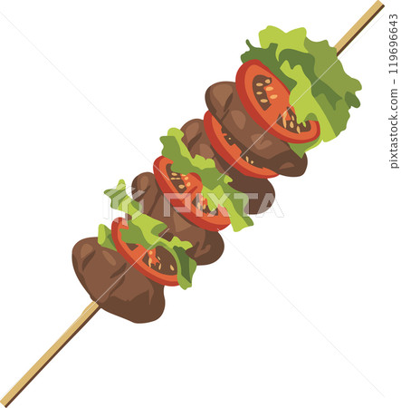 Kebab Skewer grilled barbecue. Vector illustration 119696643