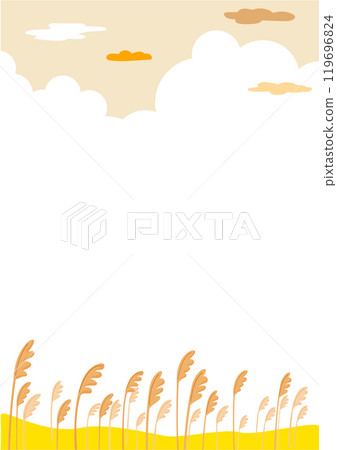 Autumn landscape background design with reeds and clouds. Autumn landscape background design with reeds and clouds. 119696824