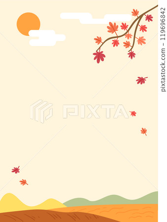 Autumn scenery with maple trees and hills. 119696842